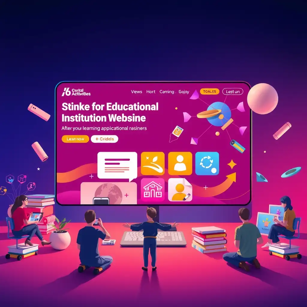 A modern and vibrant educational institution website design featuring interactive elements, accessible navigation, and engaging multimedia content that promotes inclusivity and creativity in learning.